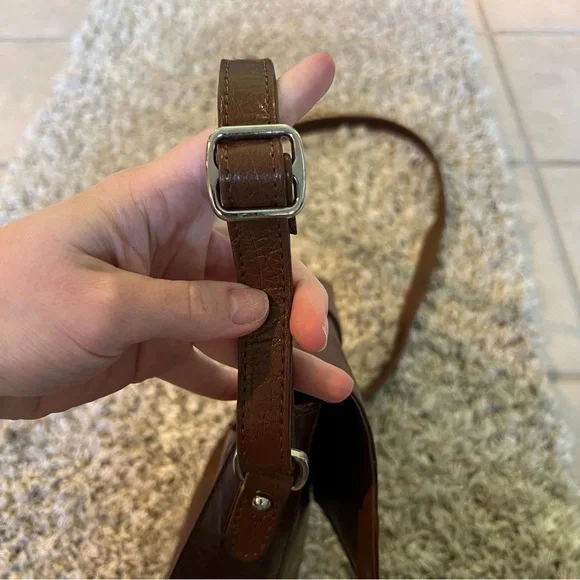 Ashwood Brown Leather Crossbody Bag Heavy Metal Hardware - Picture 6 of 10